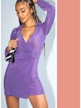 Princess Polly Madeline Mini Wrap Dress in Purple Size 10 EUC